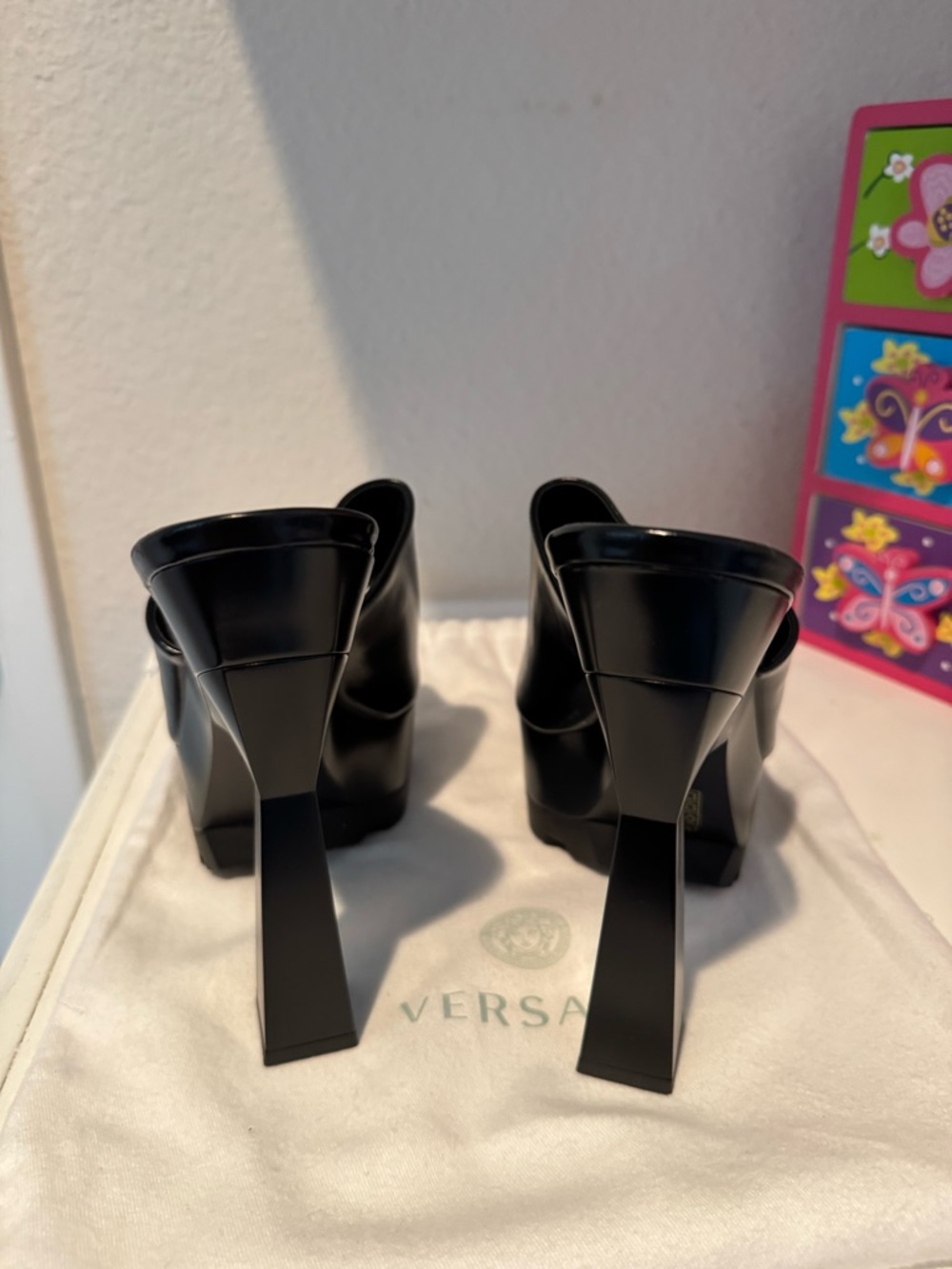 Versace Black Patent Platform Mule Sandals - Picture 5 of 6